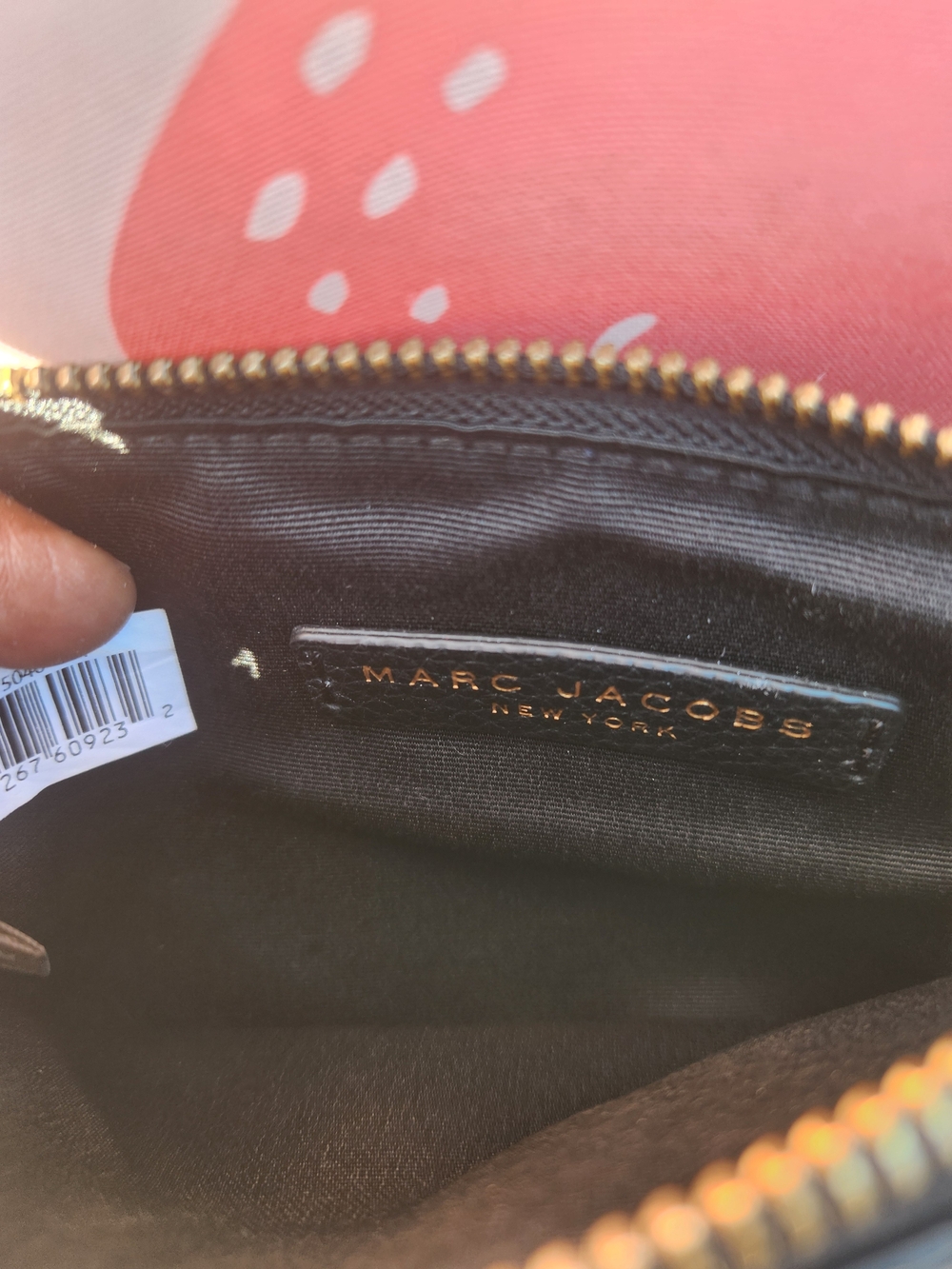 Marc Jacobs Black Soft Pebbled Leather Zip Wristlet w Owl Charm Keyring Like New - Picture 5 of 8